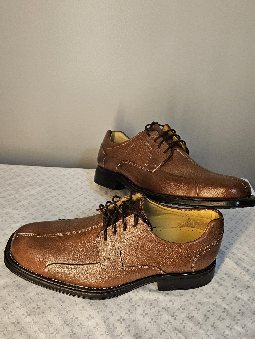 Belvedere Bay Bridge Men’s Brown Leather Square Toe Derby Lace-Up US 9 EEE